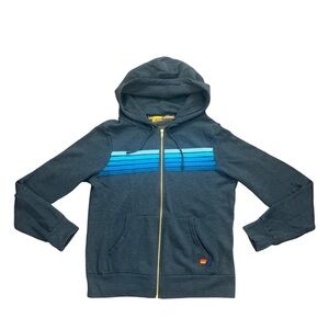 Aviator Nation Charcoal Hoodie with Blue Accents
